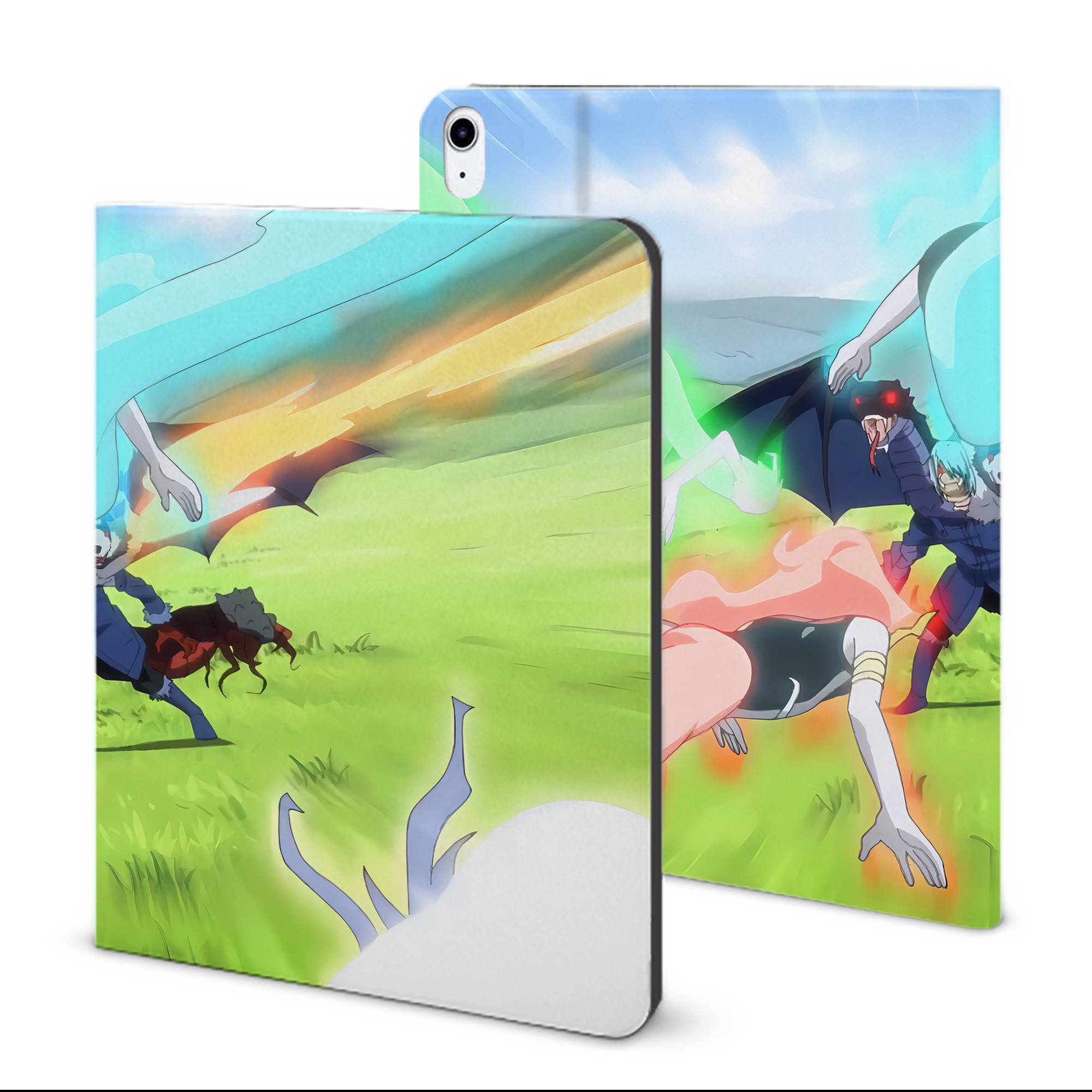 （画像用） 転スラ Regarding Reincarnated to Slime IPad ケース ブック型 PUレザー TPU 耐衝撃 軽量 薄型 ペン収納なし 全面保護 IPad 各モデル対応